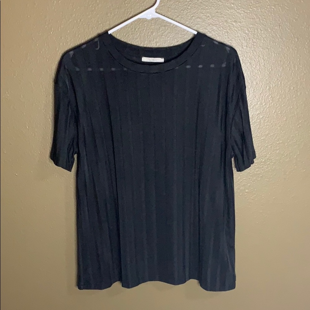 Zara sheer black striped oversized T-shirt